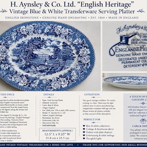 Vintage or Antique Blue & White Transferware Serving Platters bild 6