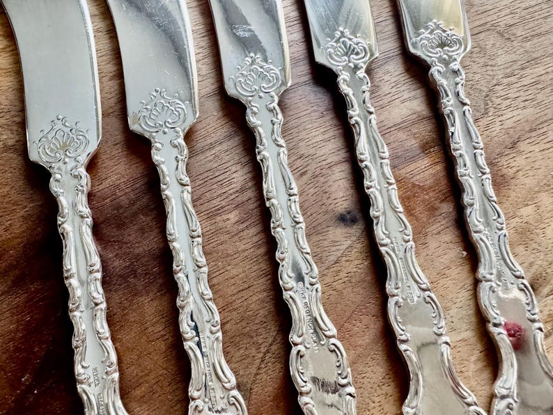 Vintage verzilverde strooiers — Birks Regency "Louis de France" bestek — set van 8 afbeelding 4