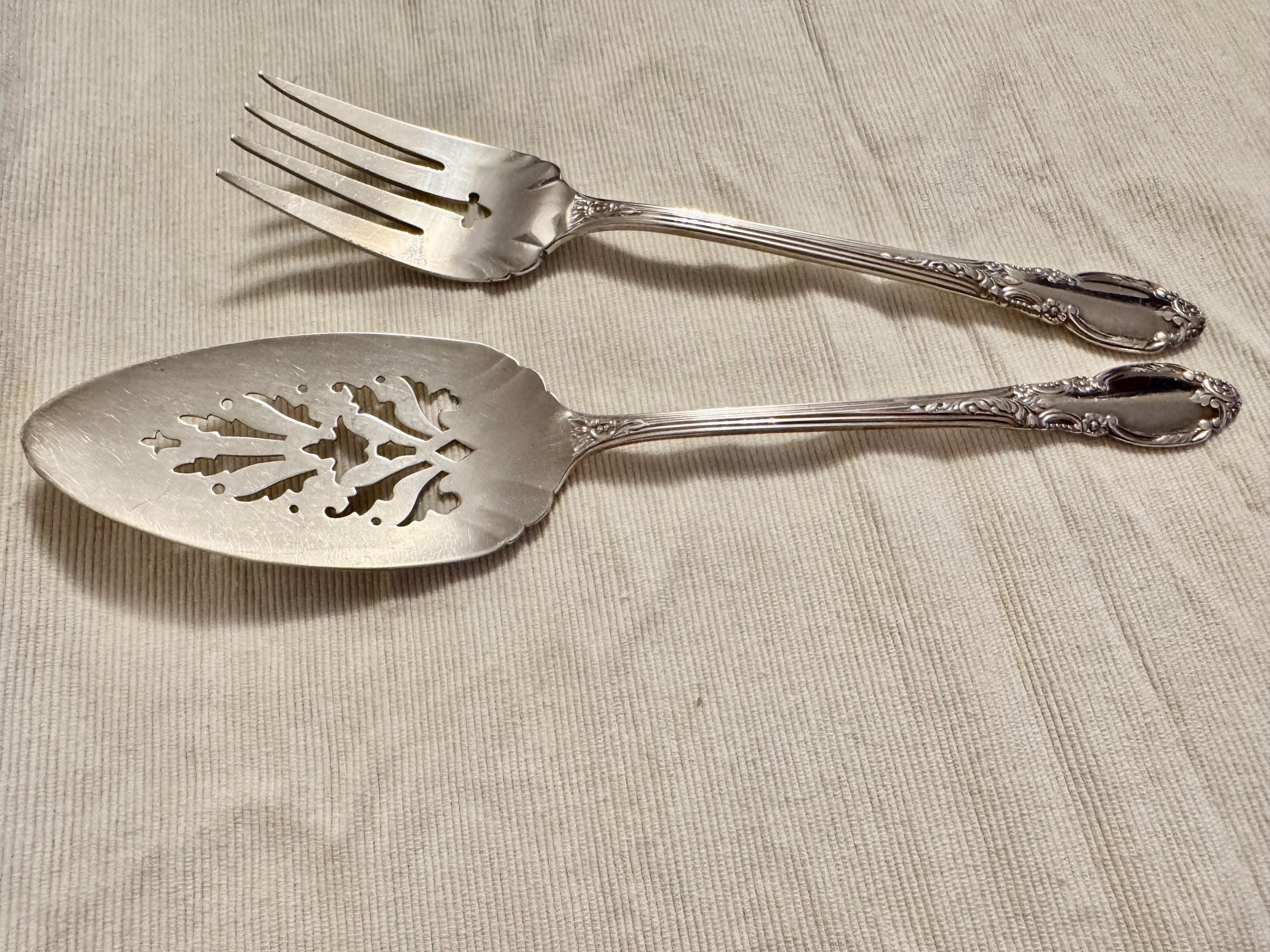 Vintage Oneida Silverplate Cake Server and Cold Meat Forks Set - 3-Piece Serving Set