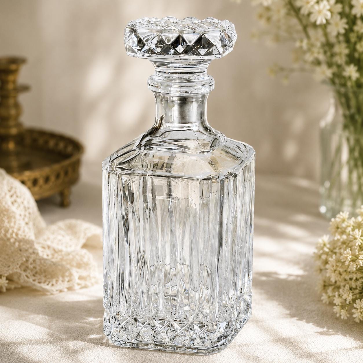 Vintage Crystal Decanters — Two Elegant Styles Available