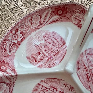 Vintage Woods & Sons “Woodland” Red Transferware Divided Serving Dish – England image 9
