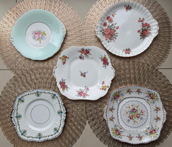 Vintage Fine Bone China - Handled Cake Plates - Made in England - Sold Individually