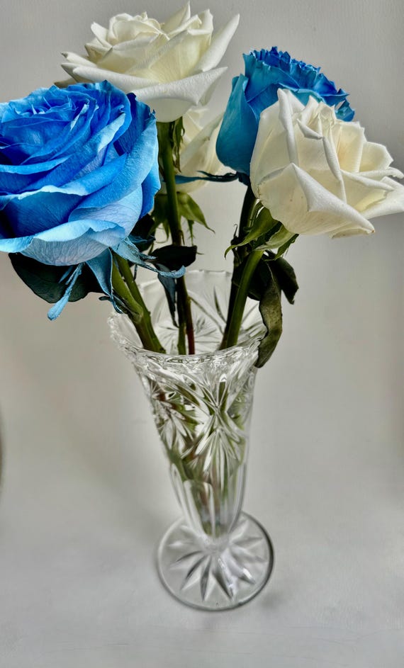 Vintage Clear Cut Crystal Elegance – Bohemian Czech Pinwheel Style Vase – 11” Tall