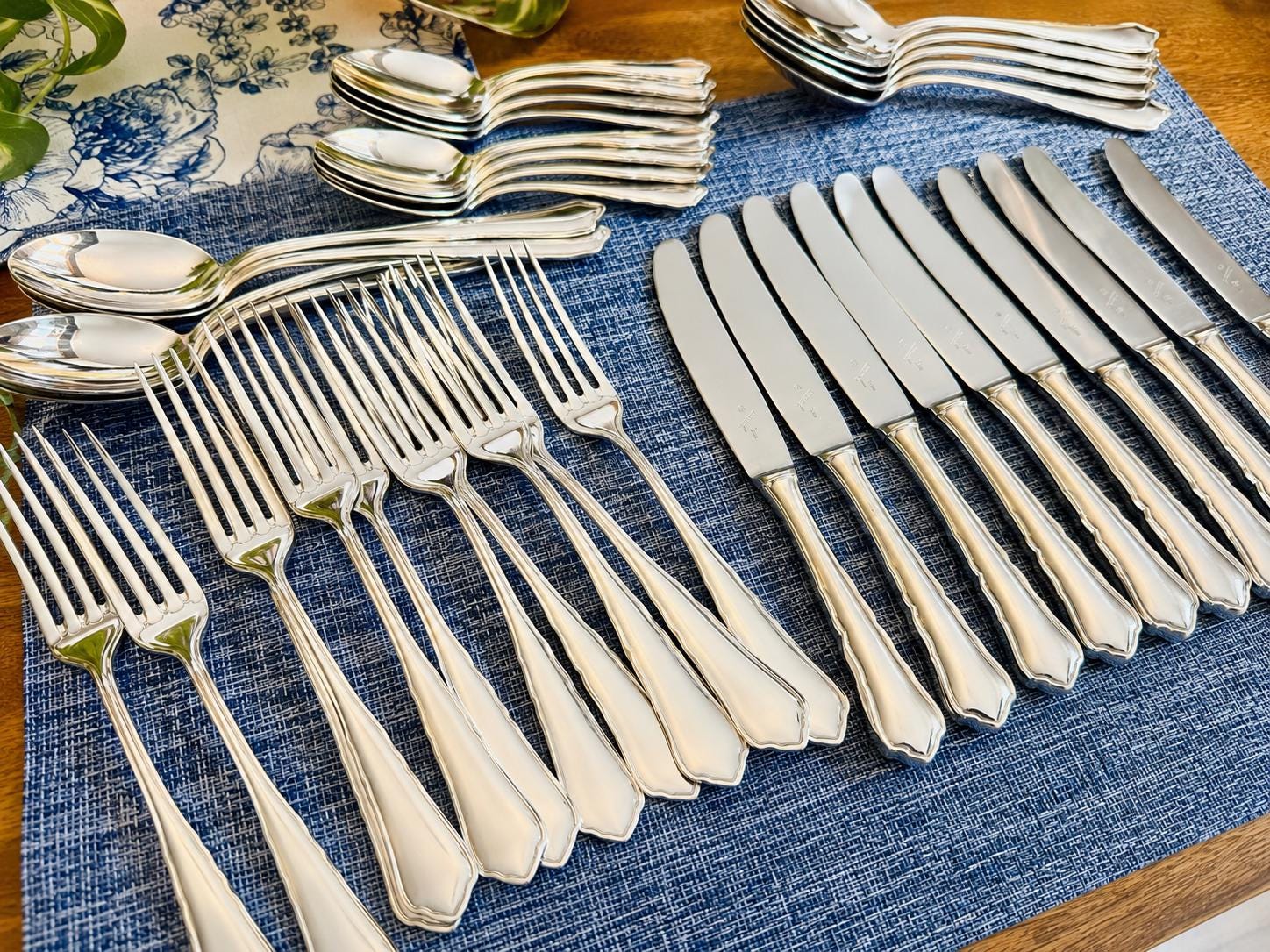 Vintage WMF Chippendale Silverplate — Complete Flatware Set For 12 — 49 Piece German Service
