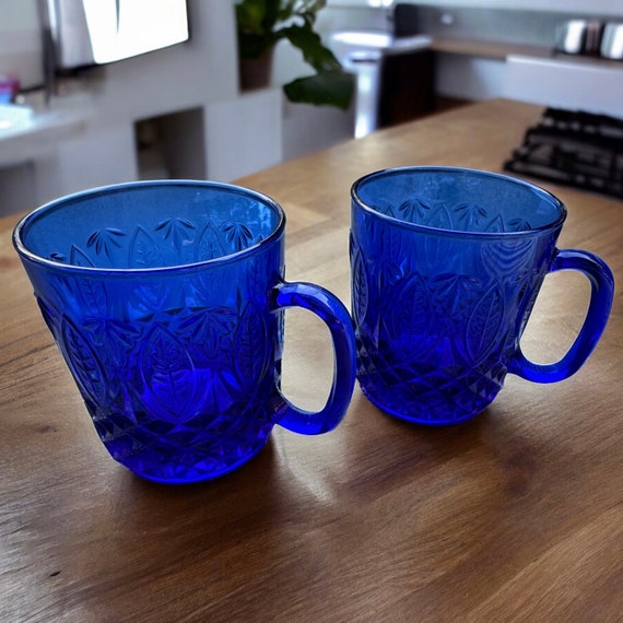 Pair of Vintage “Antique Sapphire Blue” by Cristal D'Arques-Durand made in France
