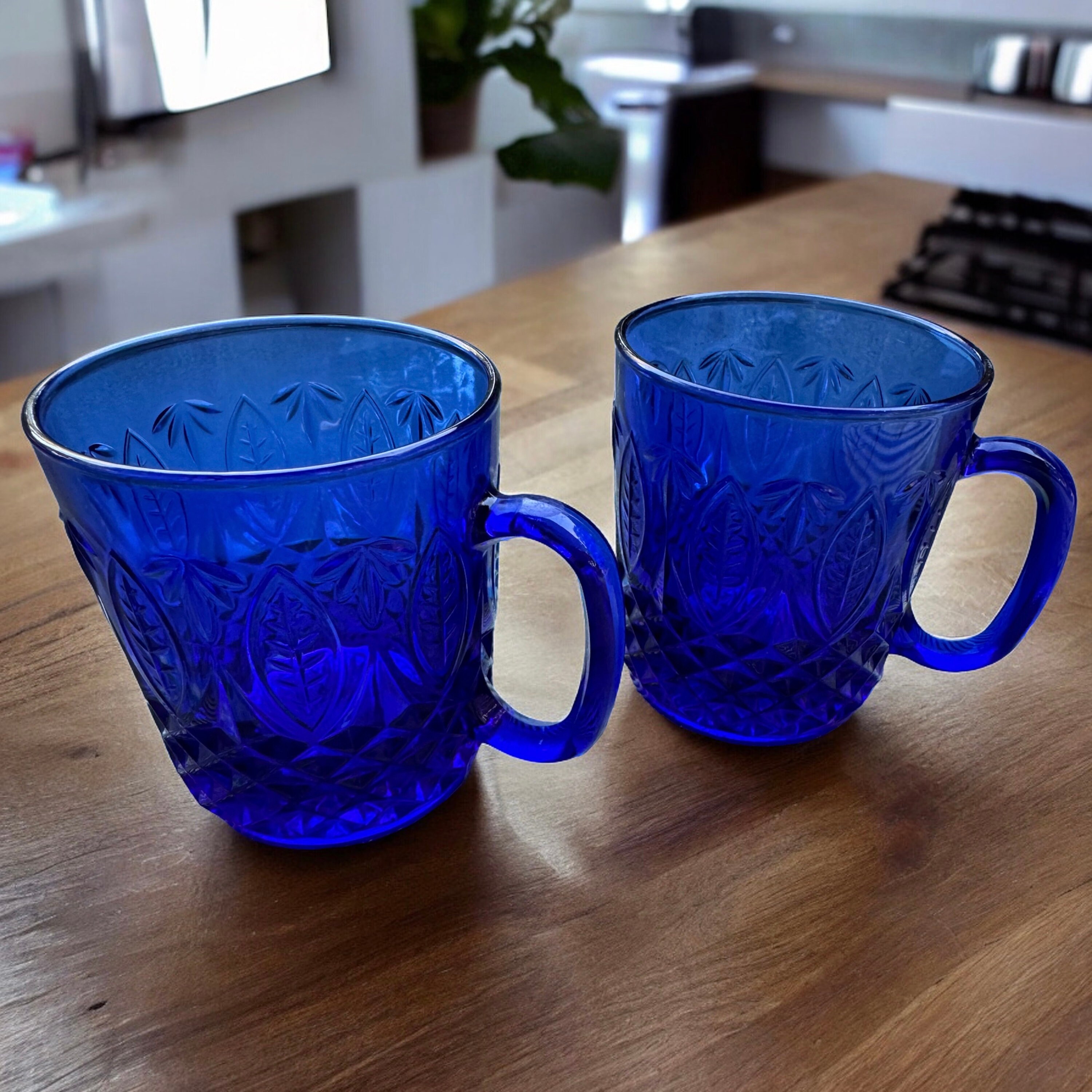 Pair of Vintage “Antique Sapphire Blue” by Cristal D'Arques-Durand made in France