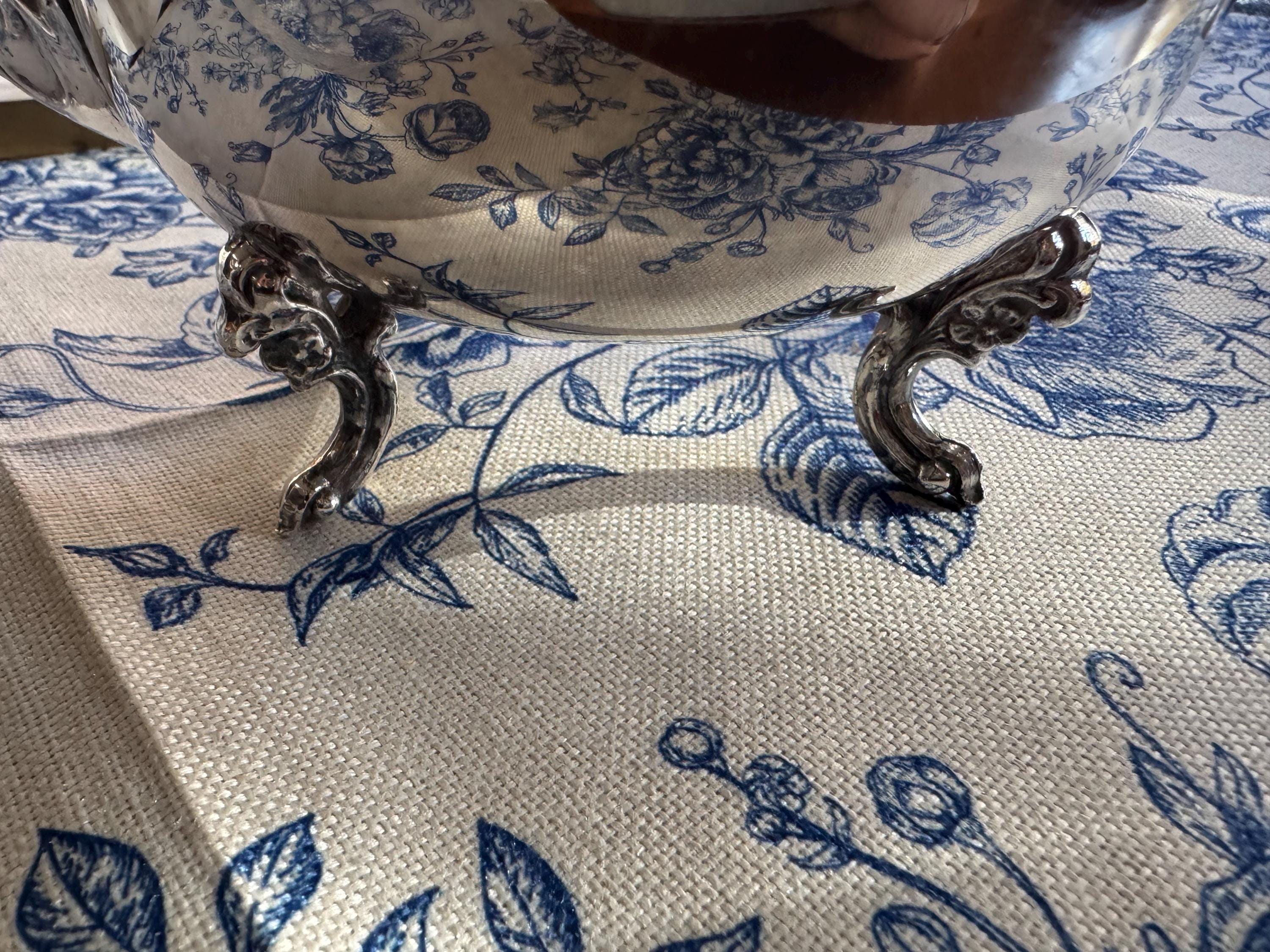 Vintage Sheridan Silver on Copper Teapot – Ornate Footed Silverplate Tea Pot