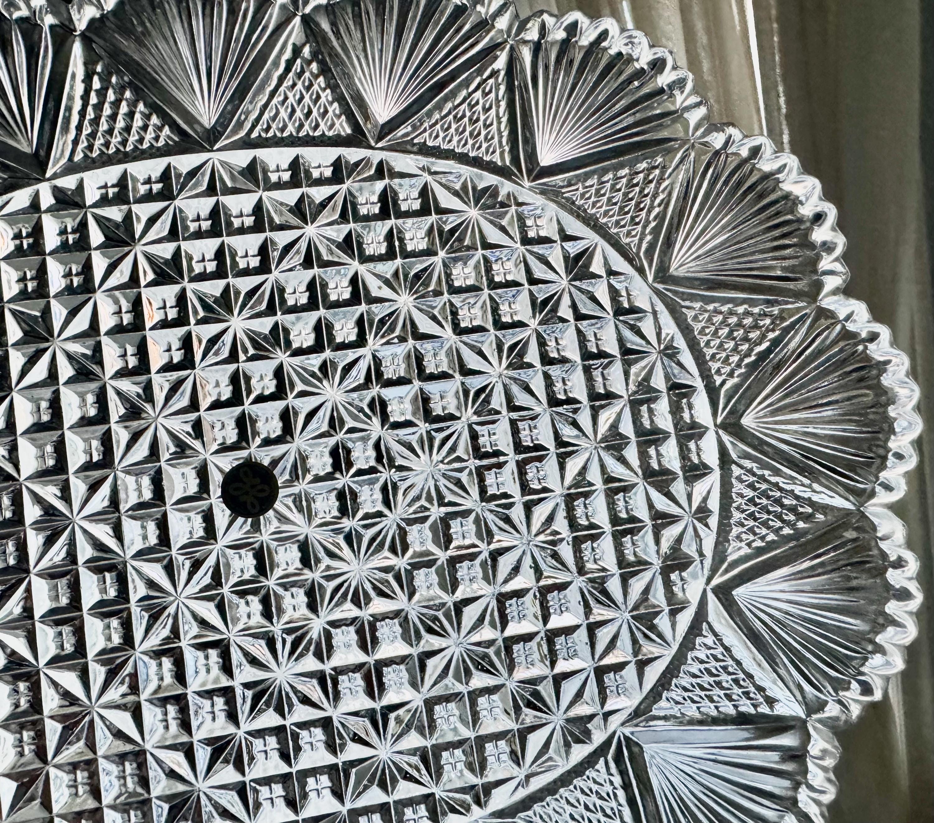 Vintage Hofbauer Crystal Oval Serving Platter — Unused, Made in Japan
