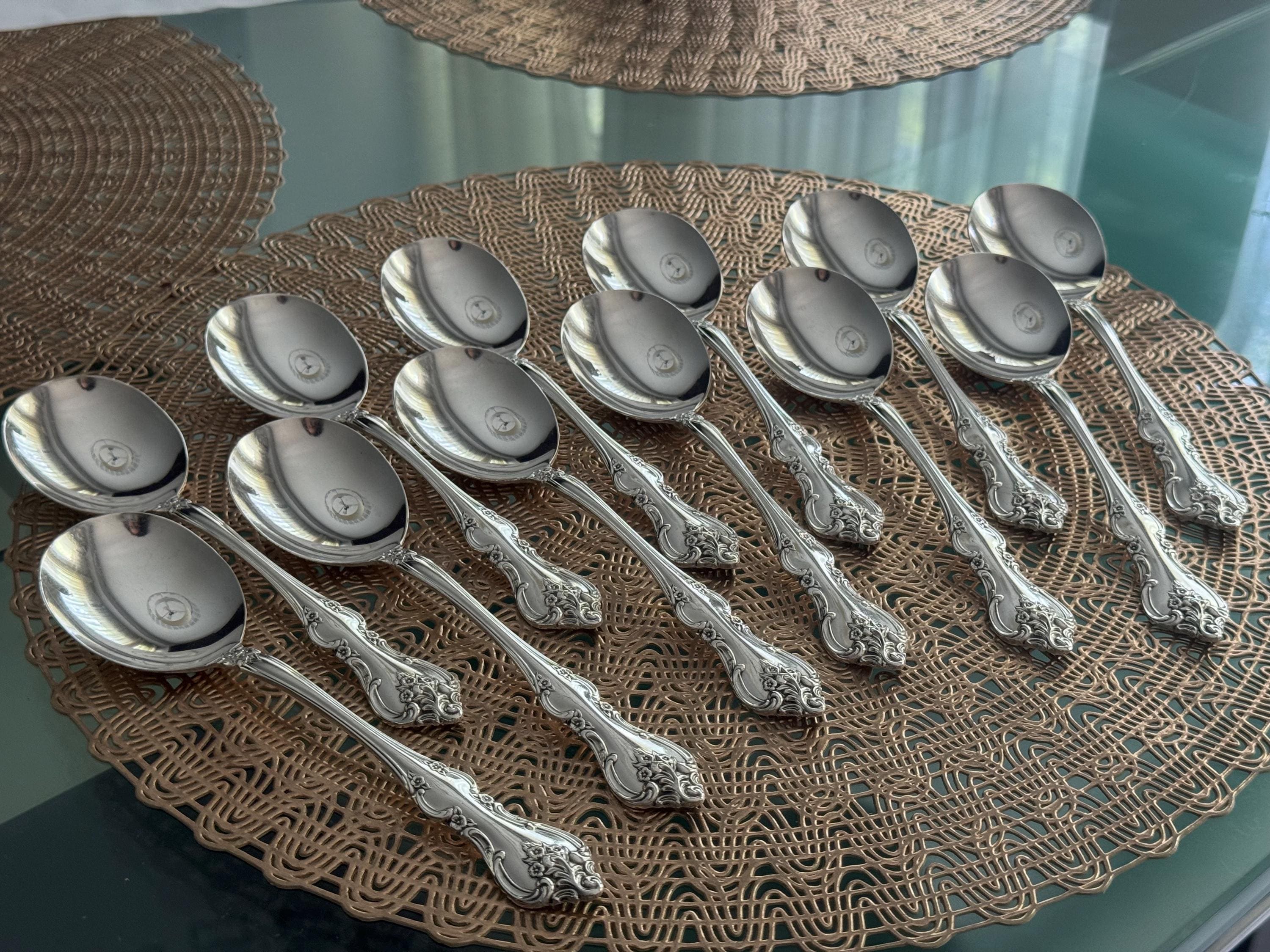 Vintage Orleans Rogers Bros Silverplate Round Soup Spoons - Set of 12