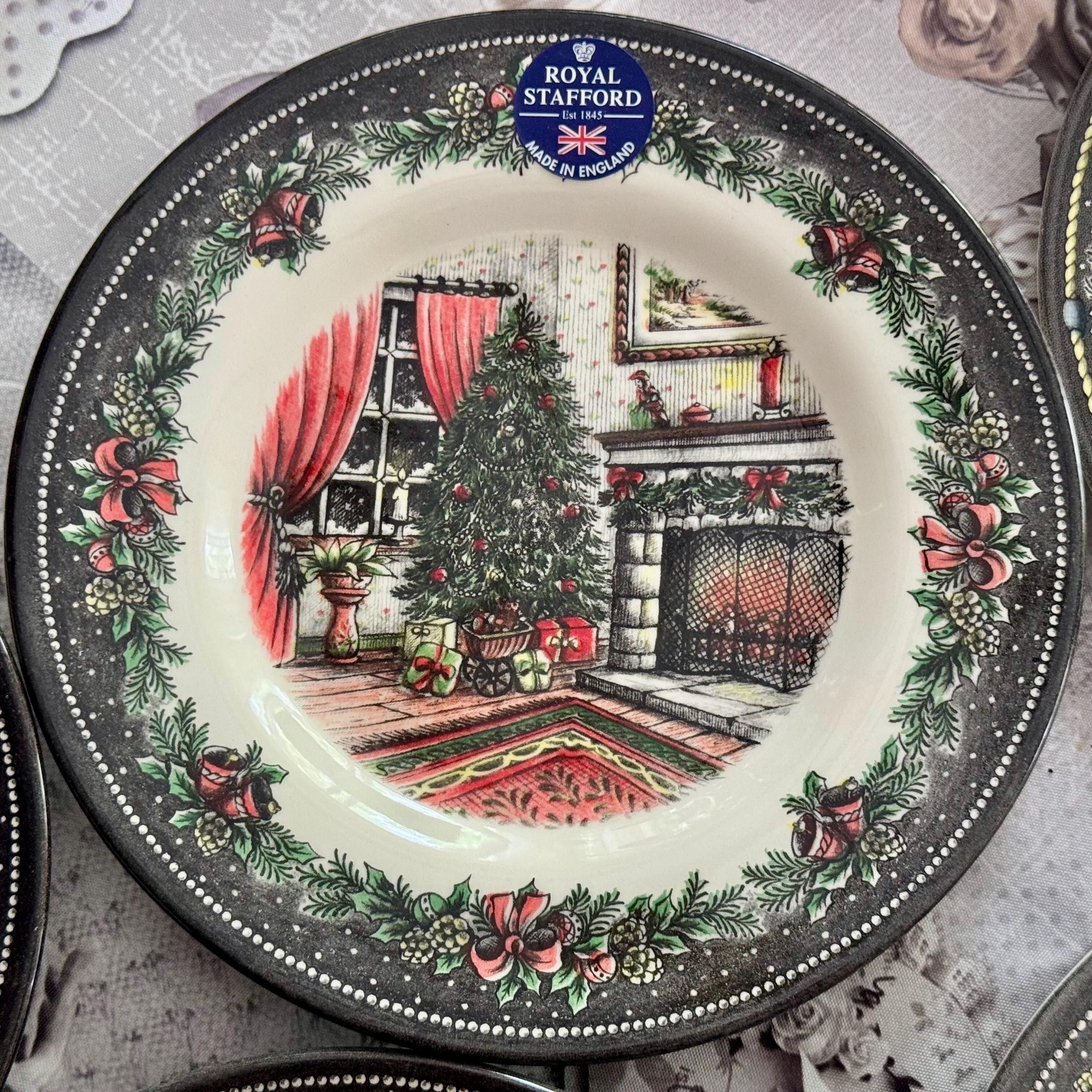 Vintage Style Transferware - Salad Plates 8.5” - Christmas Eve Theme - Royal Stafford England - Sold Individually