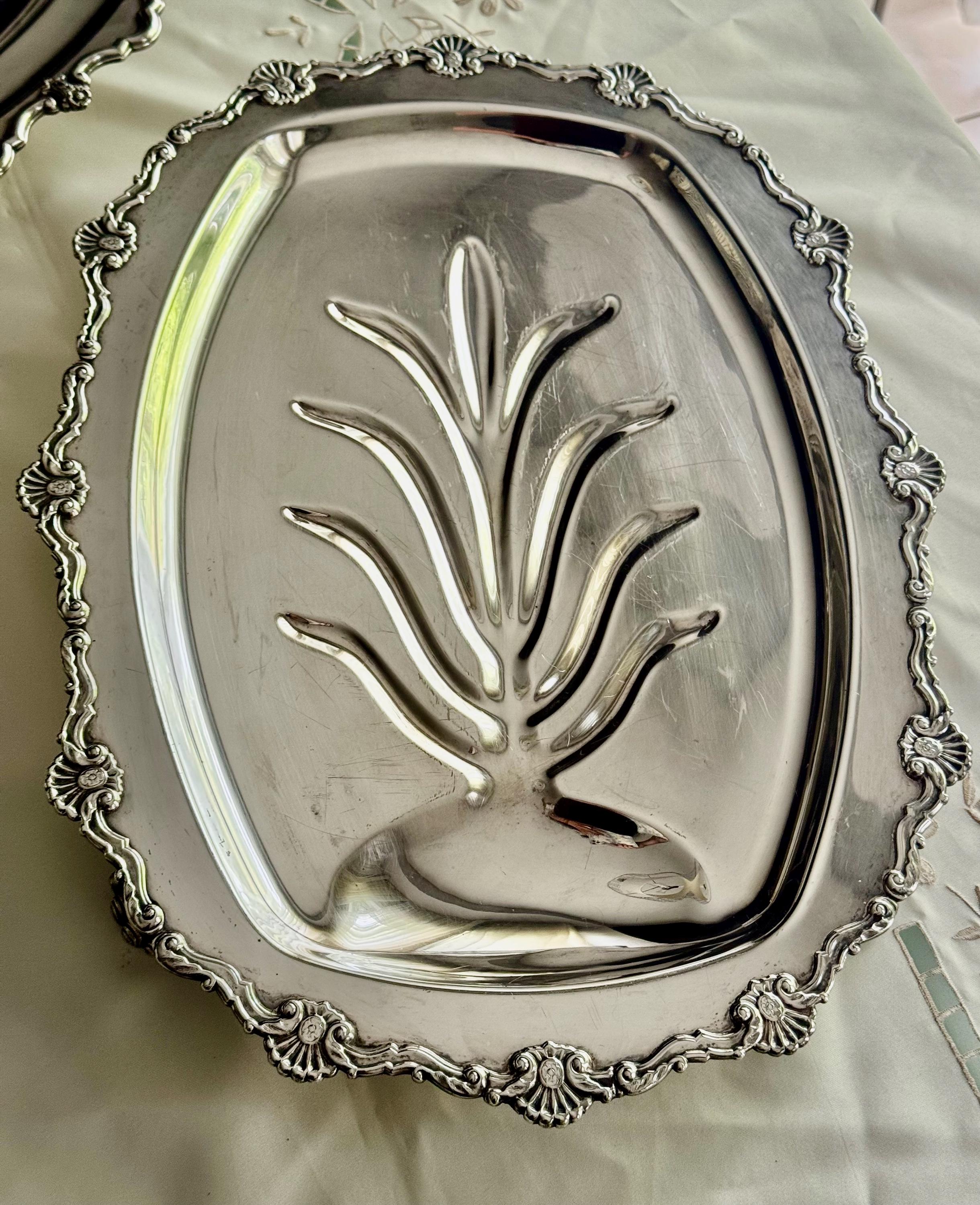 Elegant Vintage Silverplate Meat Trays – Footed – Ornate & Functional – Sold Individually