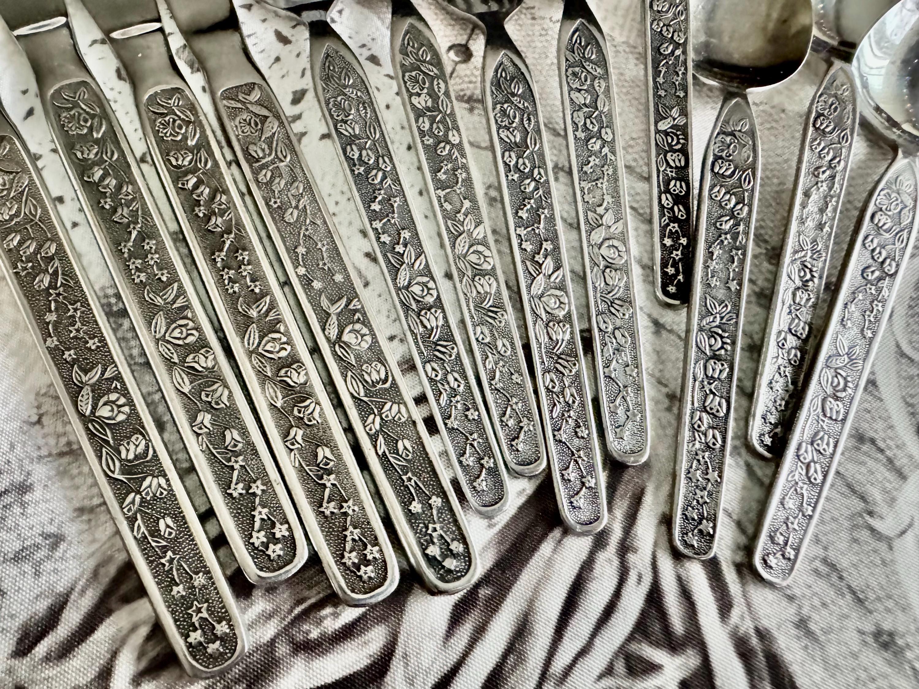 Vintage Sevita Flatware – National Stainless – Floral Pattern Stainless Steel