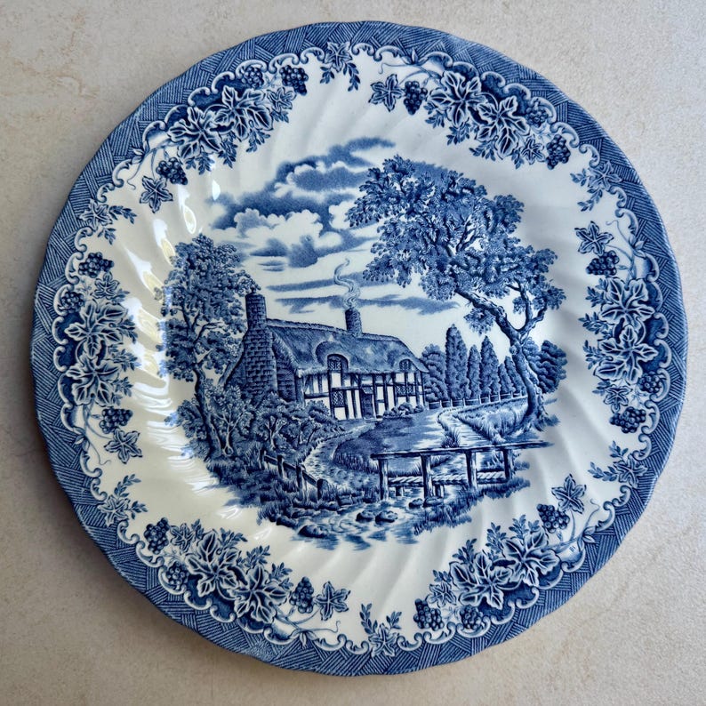 Vintage-Inspired Blue & White Dinner Plates — Mix Match Your Favorites — Made in England 11. The Brook
