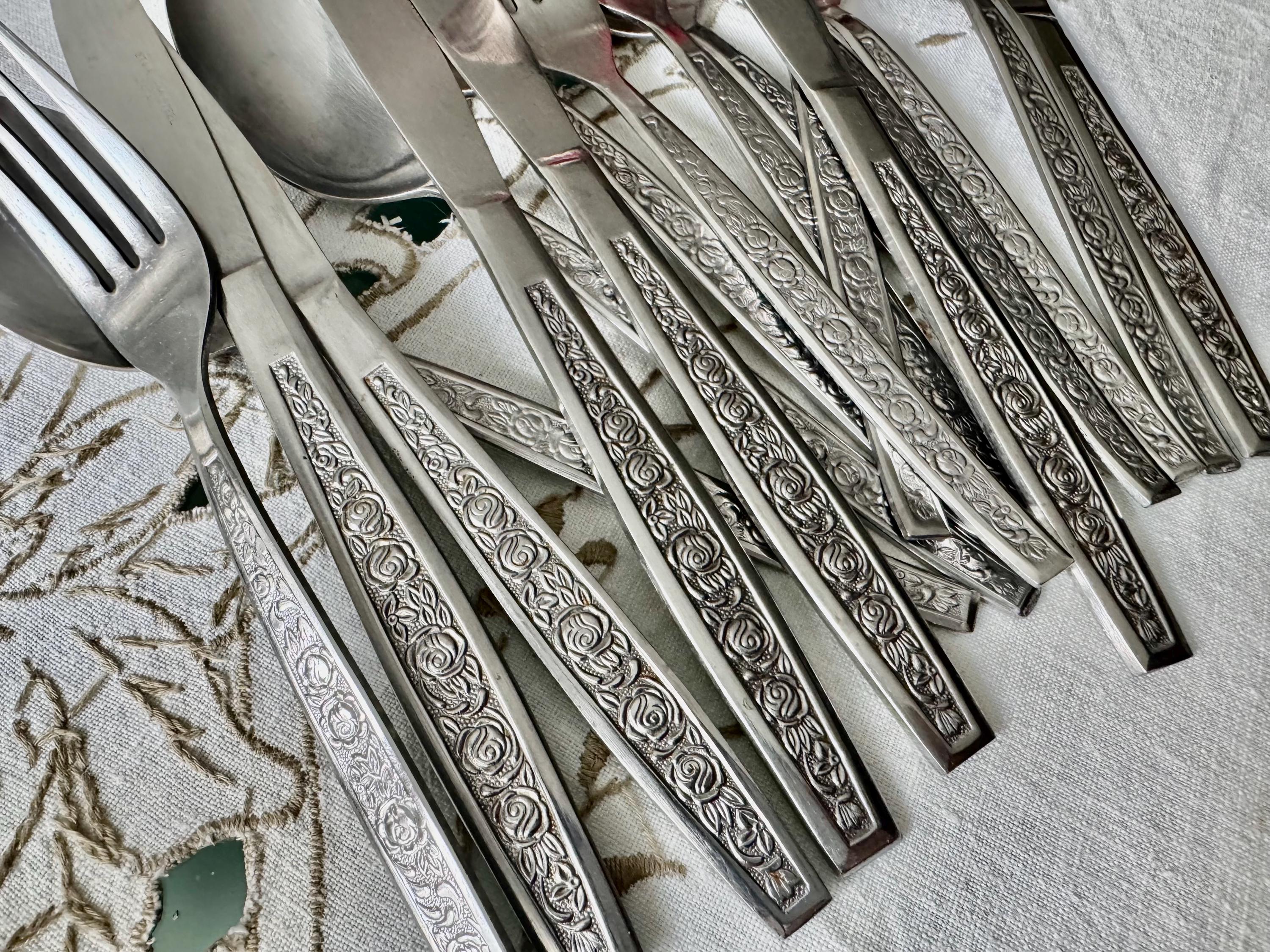 Rose Pattern Silverware - Etsy Canada