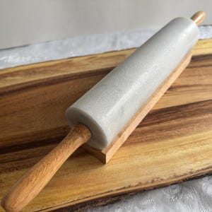 Vintage Solid Marble Rolling Pins with Wooden Handles & Original Stand – Sold Individually image 6