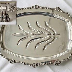 Elegant Vintage Silverplate Meat Trays – Footed – Ornate & Functional – Sold Individually Sheffield 19” x 14”