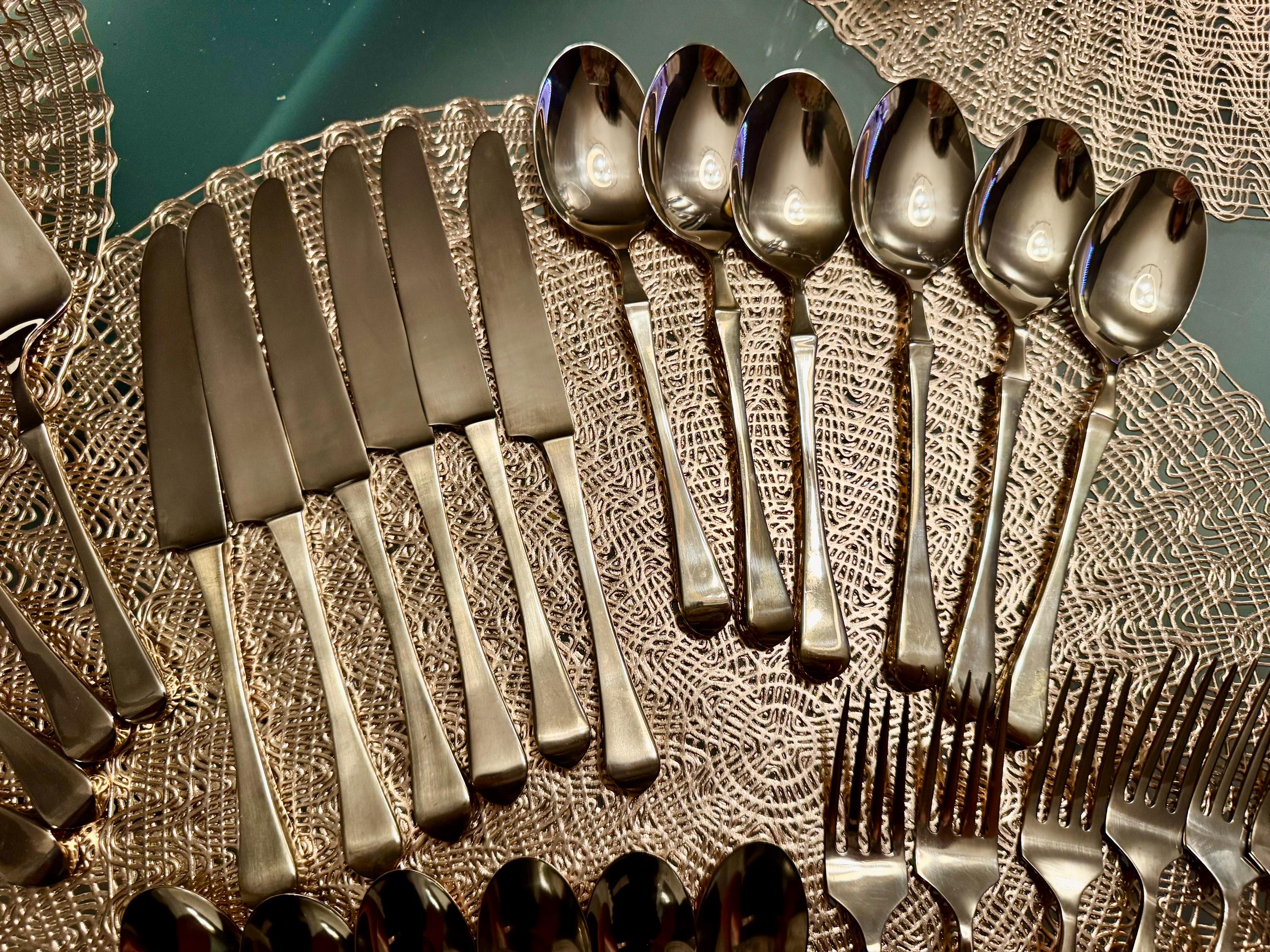 Vintage Brass Complete Flatware Set for 6 Persons Plus Extras - Thailand - 28 Items