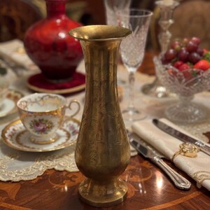 Vintage Brass Decor Collection — Marble Candlestick, Vase & Pitcher 2. Vase 8”