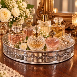 Vintage Sheffield England Silverplate Serving Tray – 12” Chased Floral Engraving – Pierced Gallery – Heavy Ornate Round Tray image 8