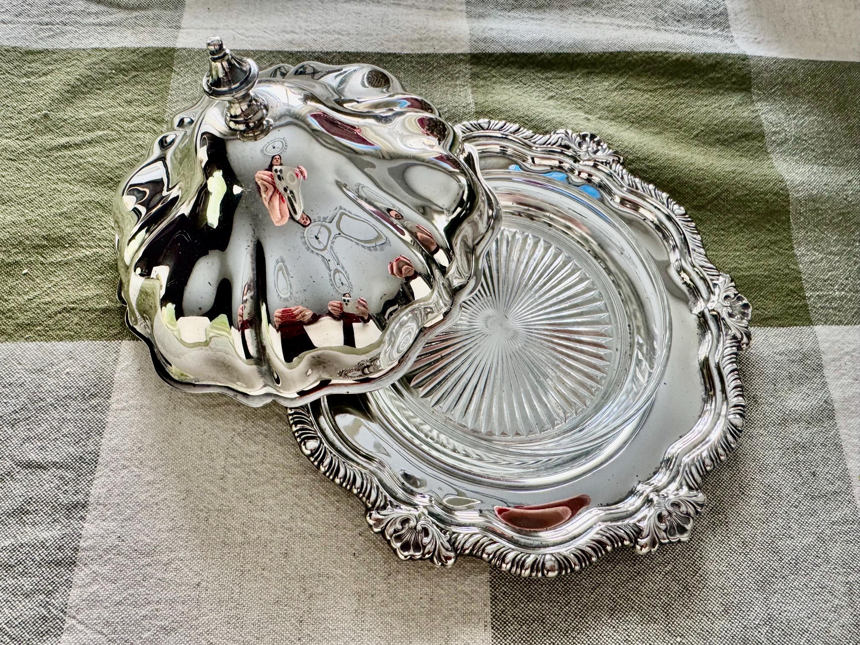 Vintage Silverplate Covered Dishes & Roll-Top Server — Sold Individually
