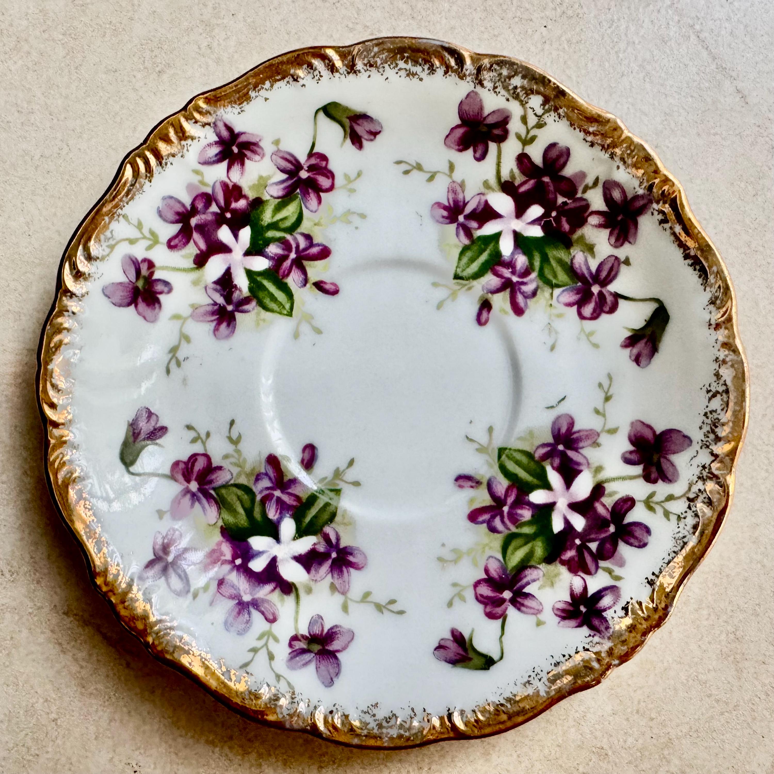 Vintage Purple Wall Plate Gallery Set of 7 | Antique Staffordshire Transferware | Grandmillennial Cottage Decor