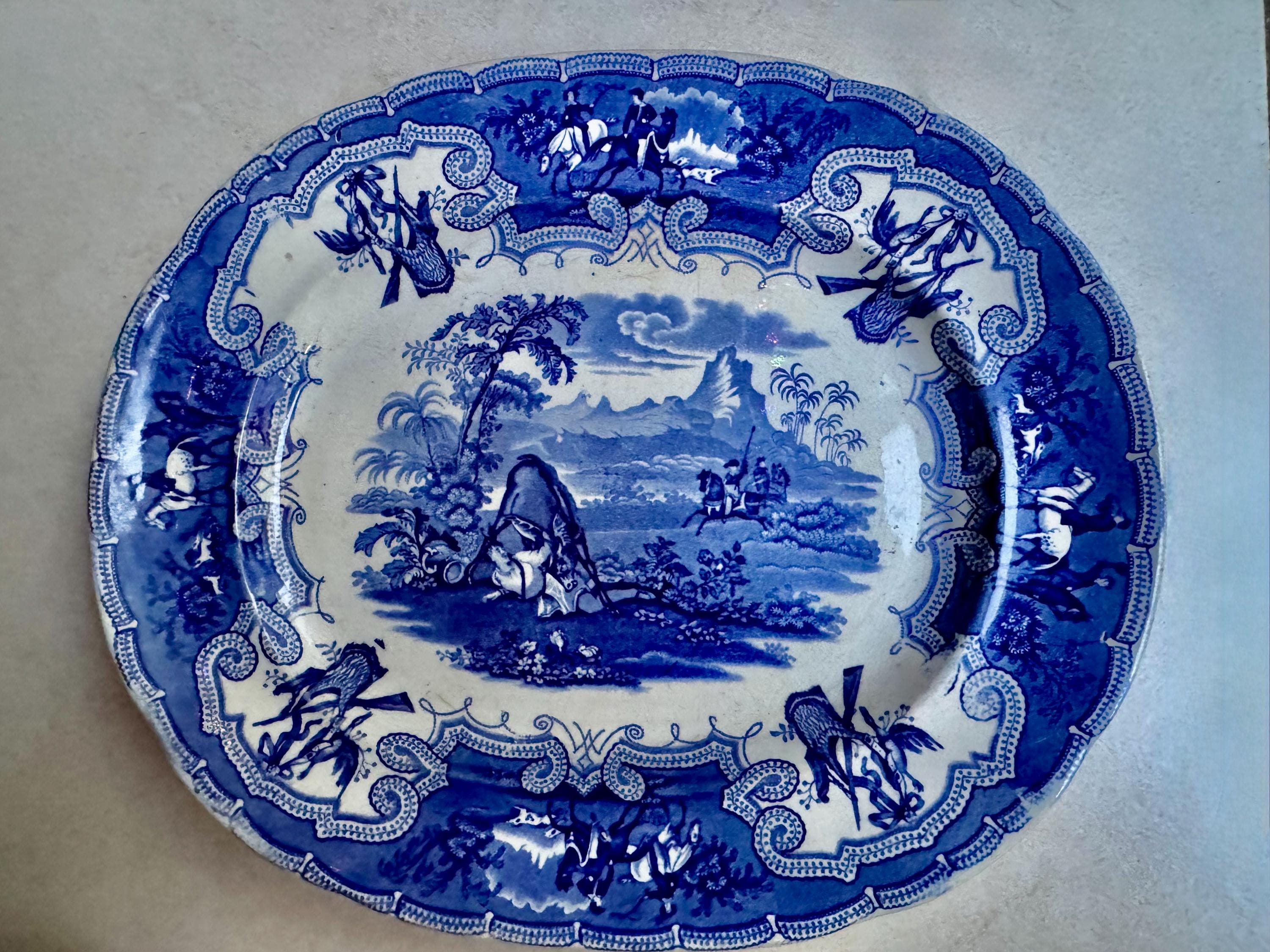 Vintage or Antique Blue & White Transferware Serving Platters