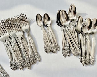 Vintage Northcraft Stainless Steel Flatware Set • Ornate Scroll Pattern, Japan