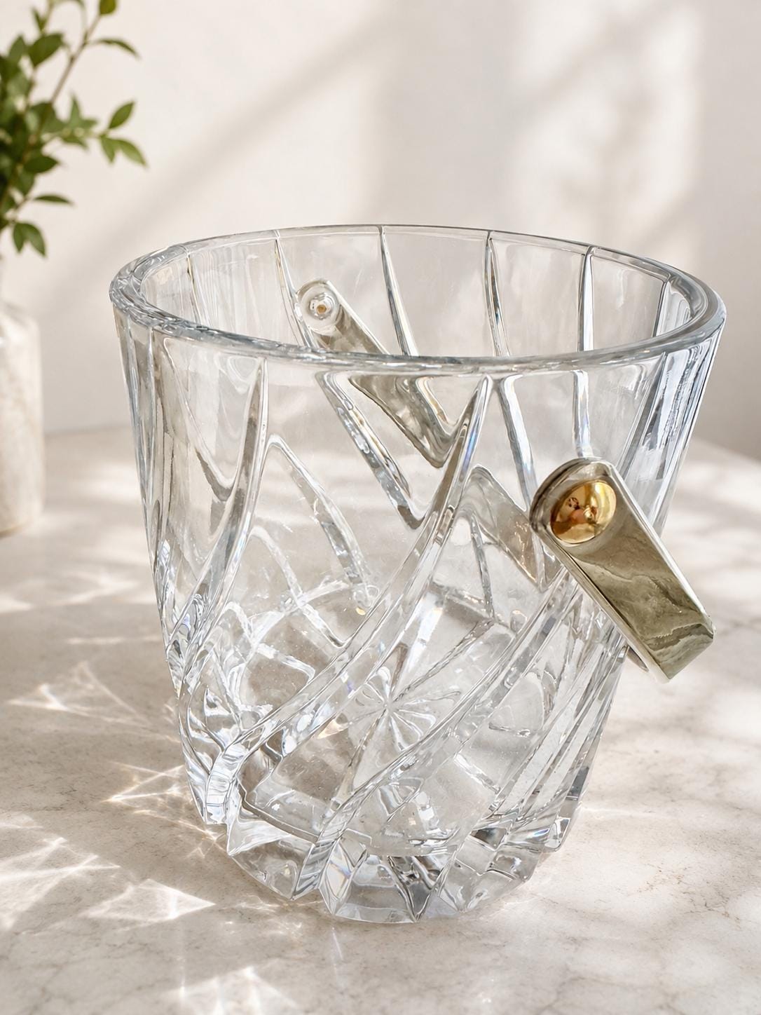 Vintage Mikasa Olympus Crystal Ice Bucket – 24% Lead Crystal Barware – Elegant Champagne Ice Bucket