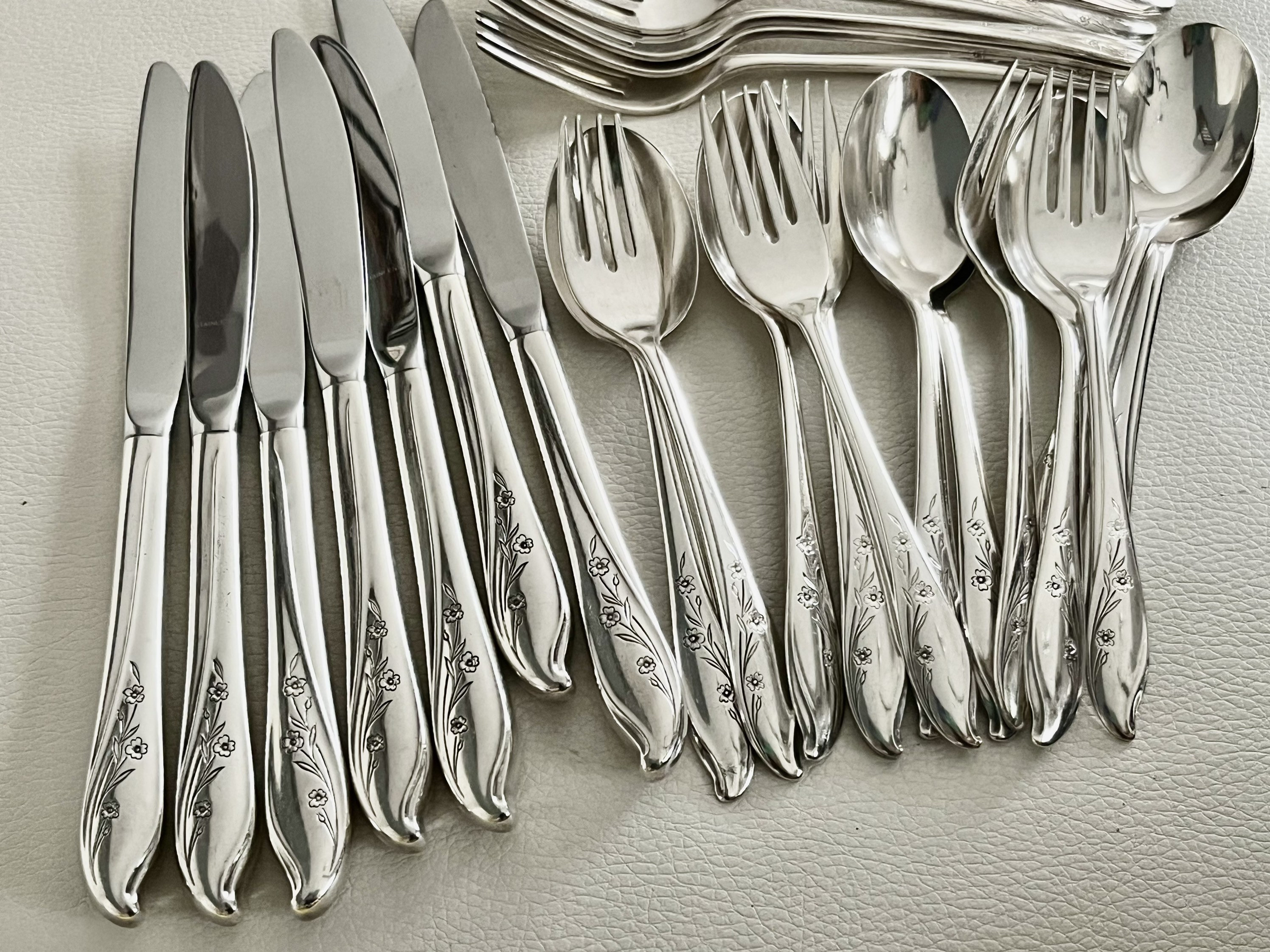 Vintage 1957 Springtime Silver Plated Silverware Set for 8 – 58 Pieces