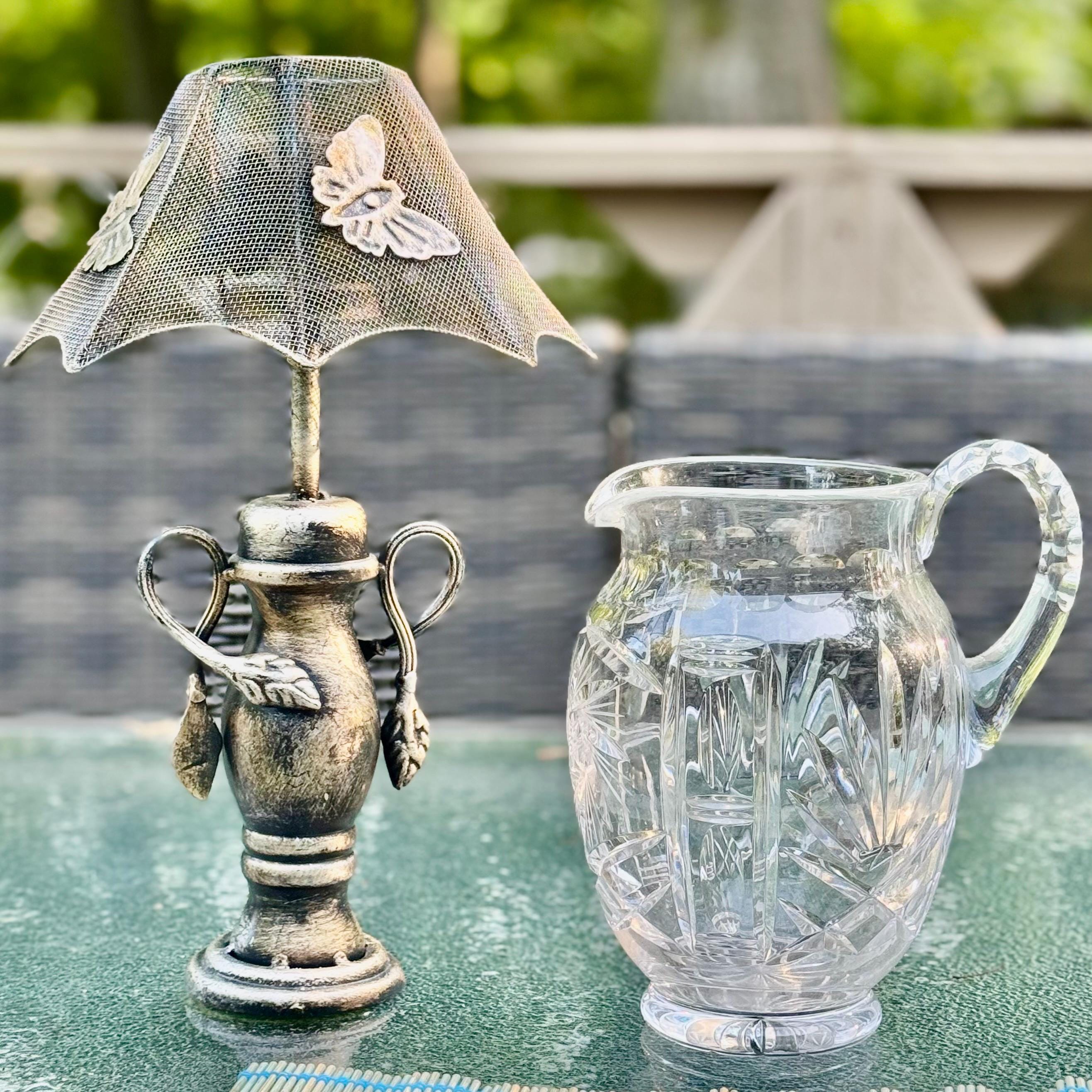 Vintage Cut Crystal Water Pitcher – Medium Size 7.5” Tall – Heavy, Elegant, and Brilliant