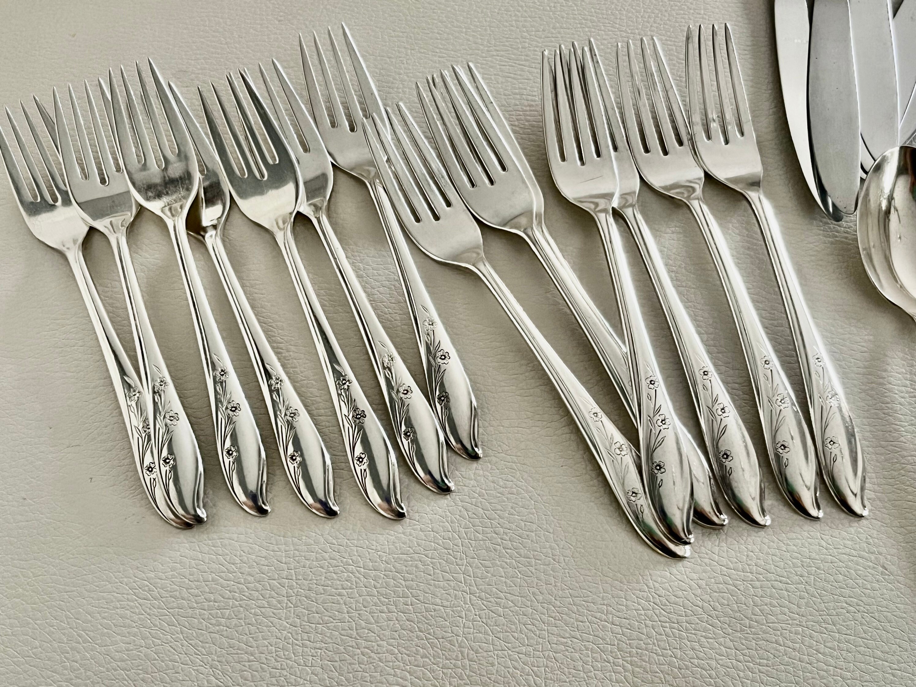 Vintage 1957 Springtime Silver Plated Silverware Set for 8 – 58 Pieces