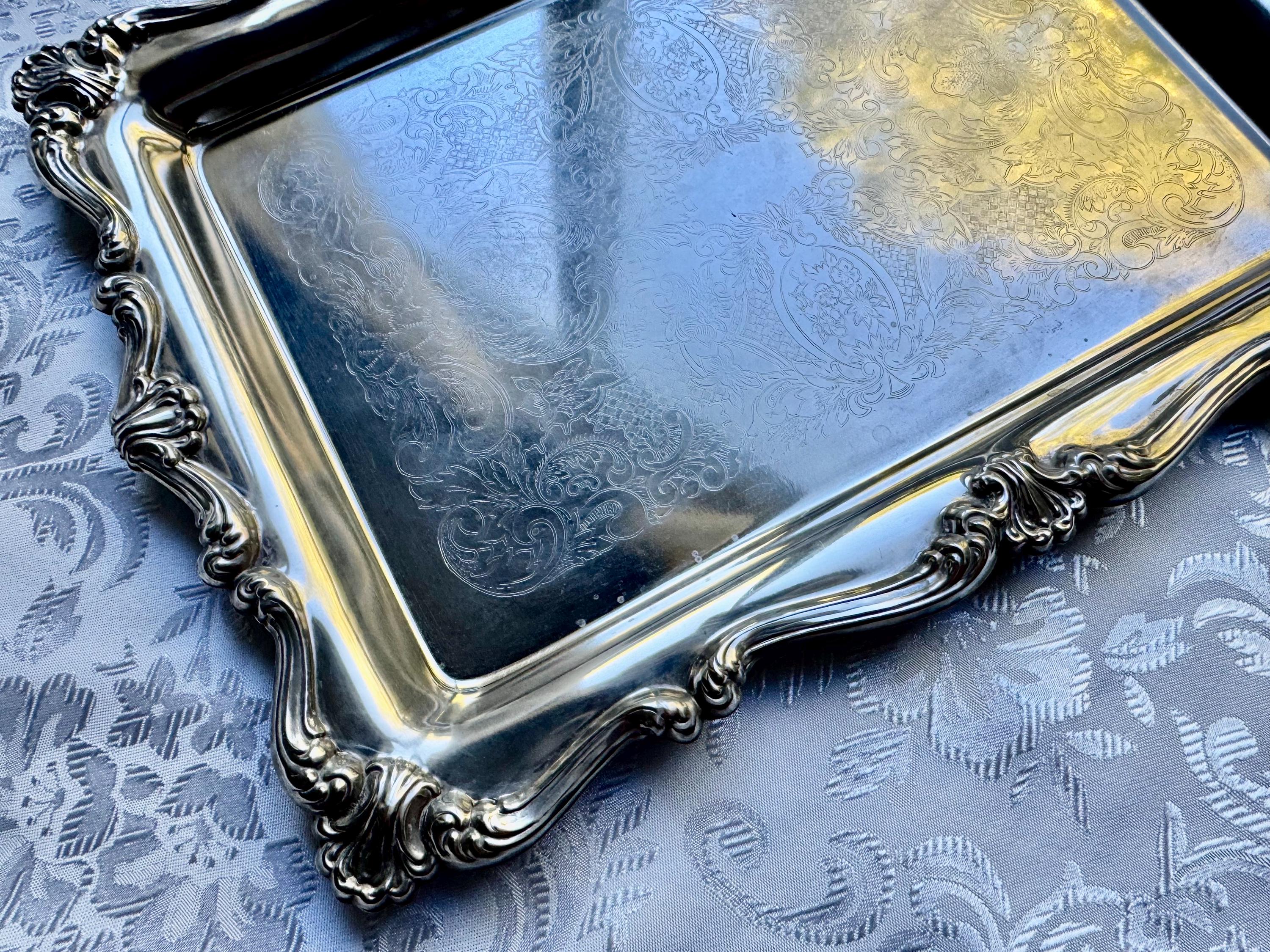 Vintage & Antique Rectangular or Square Silverplate Serving Trays — Ornate Decorative Trays — Choose Your Style