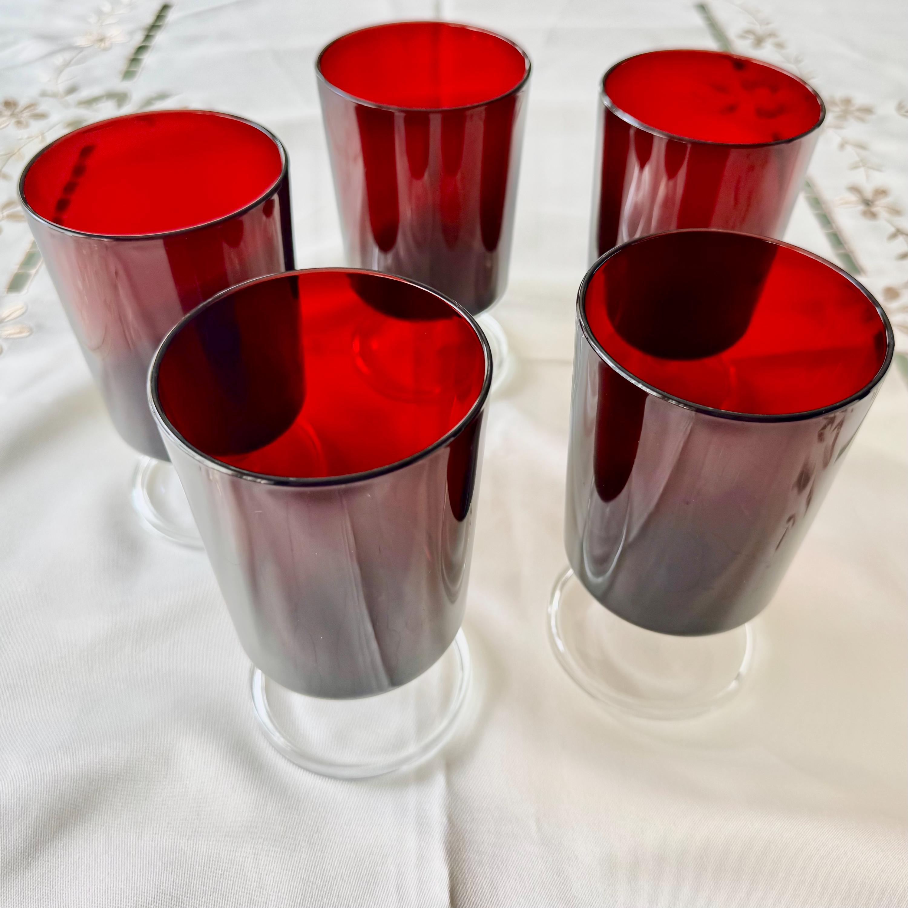 Vintage Luminarc Ruby Red Liqueur Glasses: 1970s French Barware
