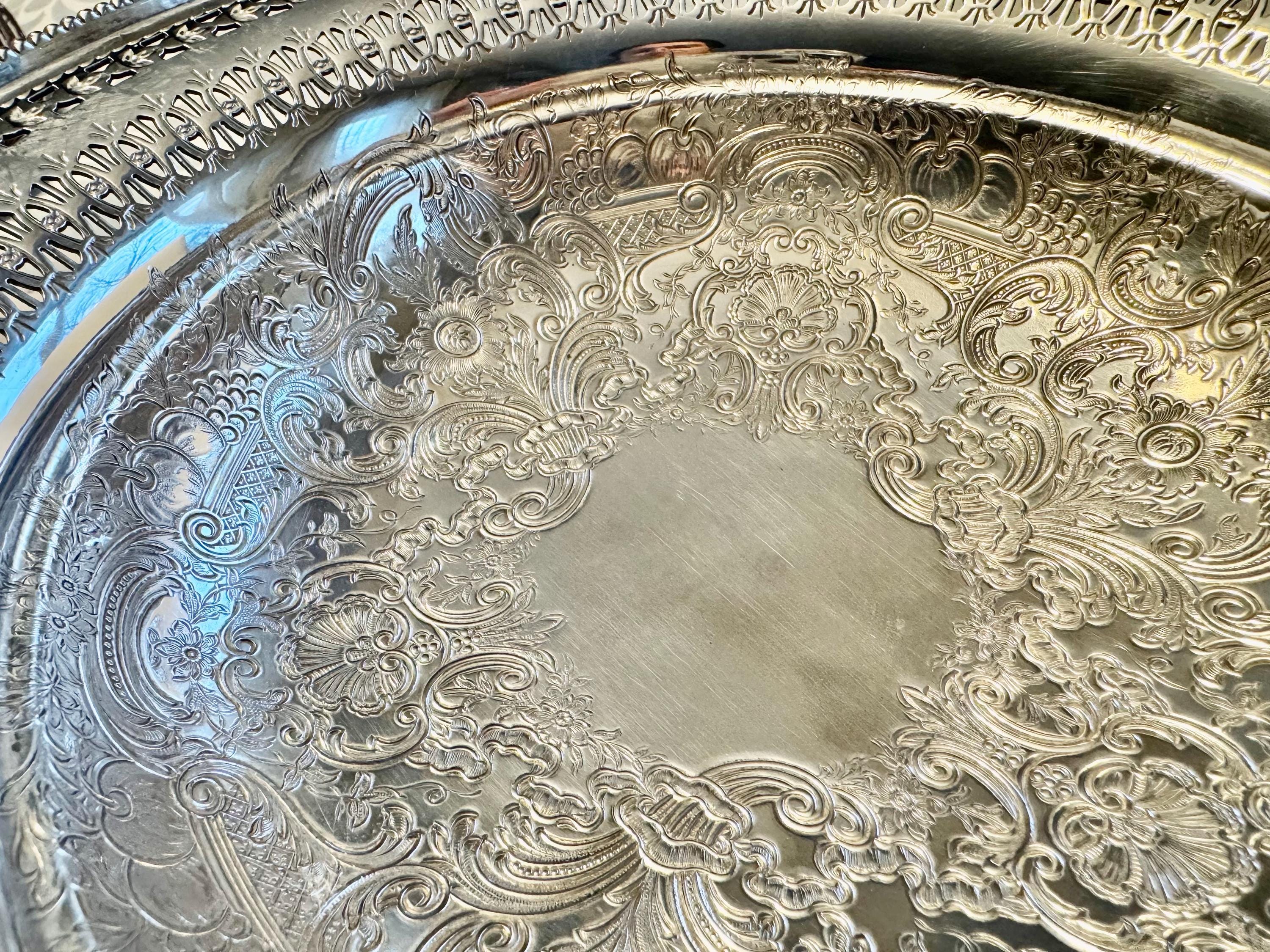 Heavy Antique Silverplate “Cavendish Plate” Pedestal Serving Bowl – Made in England