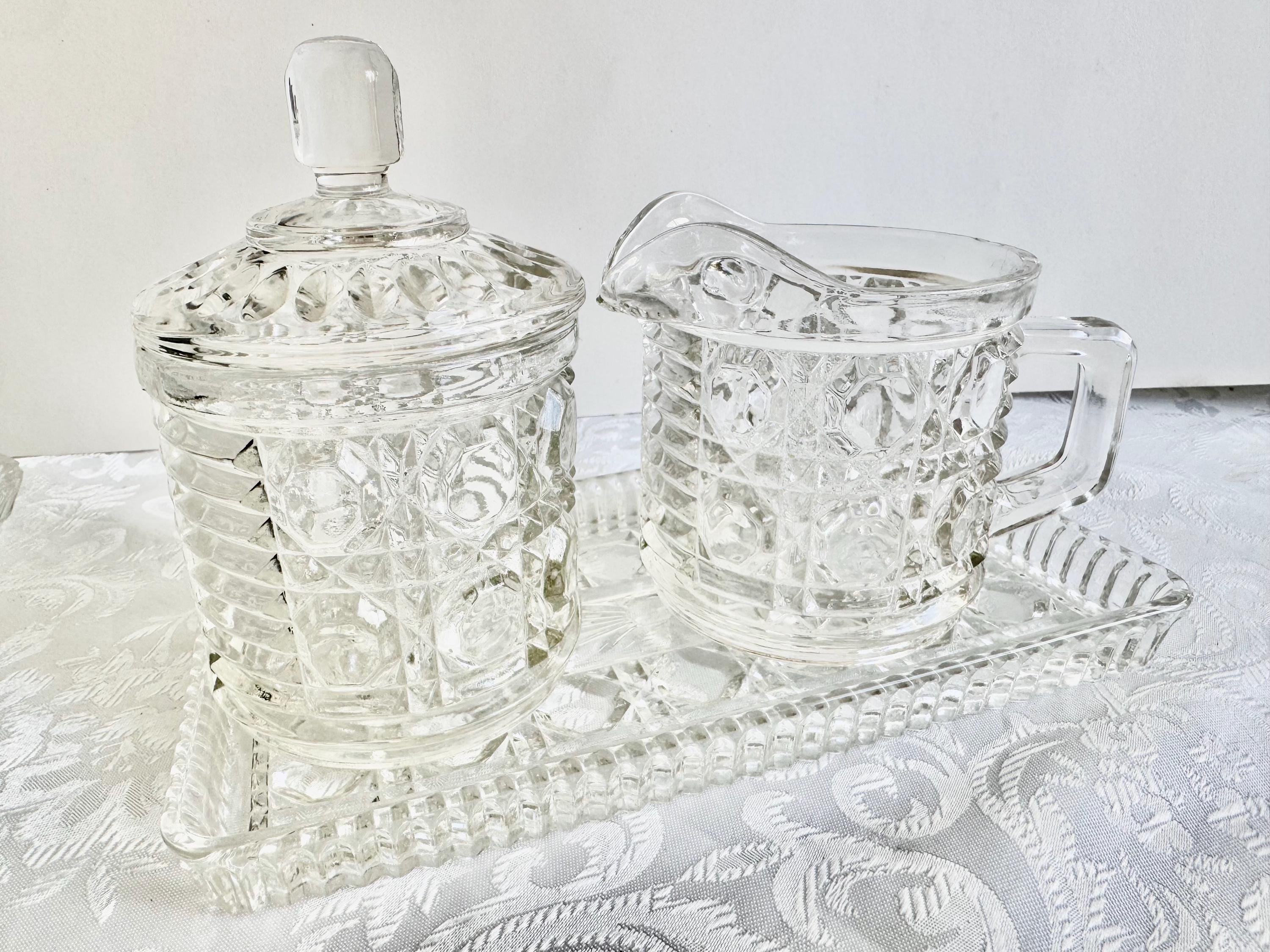 Vintage Cut Glass or Crystal Vanity Set