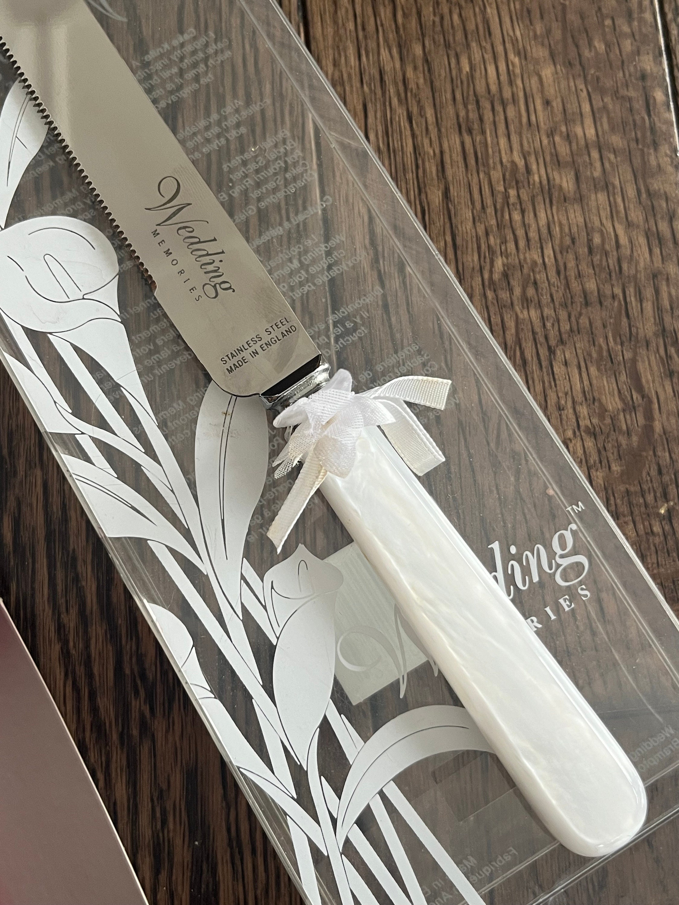 Vintage New Wedding Cake Knife - Stainless Steel - Made in England - “Wedding Memories”