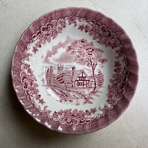 Vintage Red Green Transferware Plate Set: Eclectic Cottagecore Wall Gallery bild 4