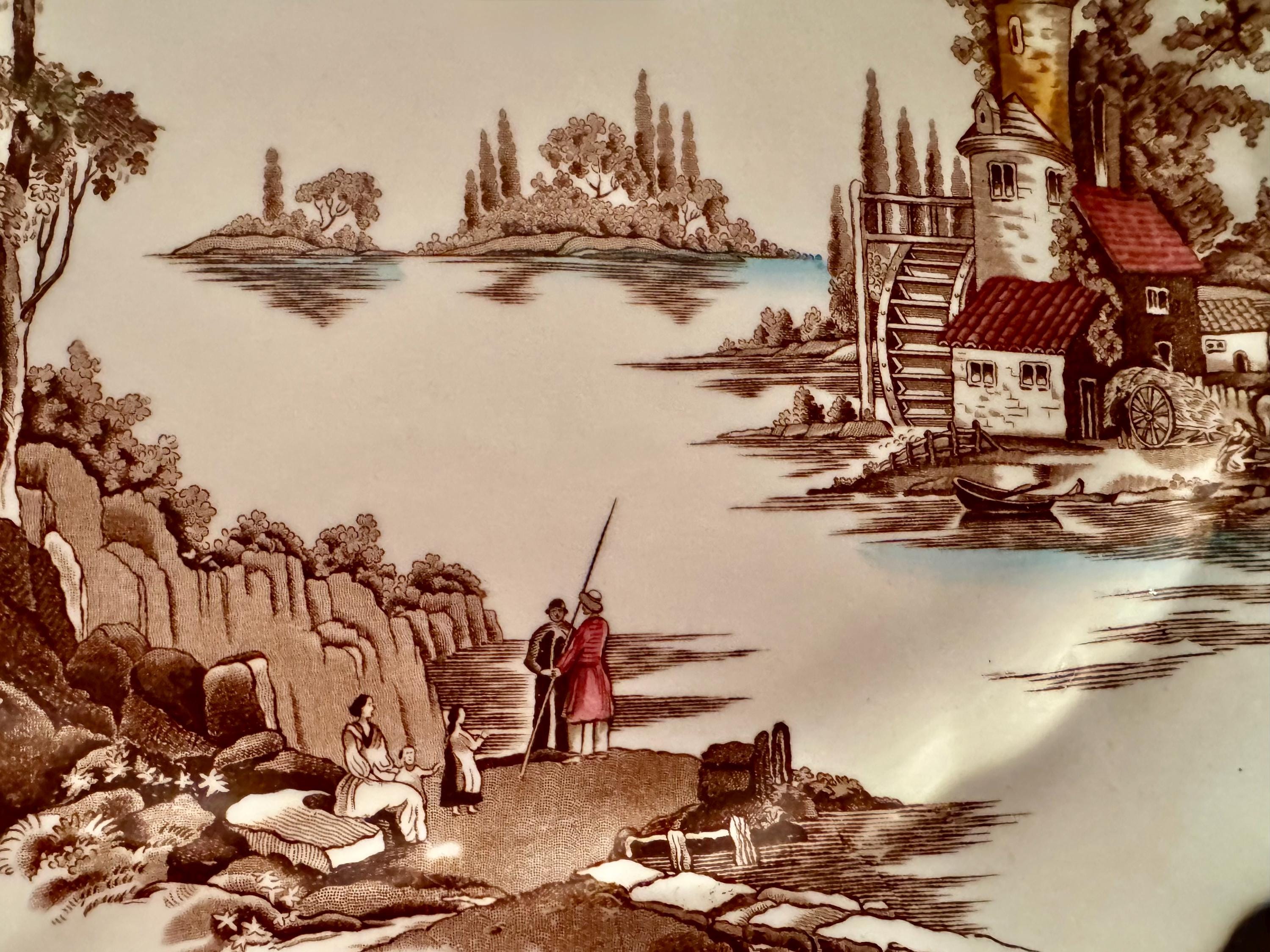 Vintage Johnson Brothers “The Old Mill” | 14” Serving Platter | English Transferware | Thanksgiving Platter | Wall Decor