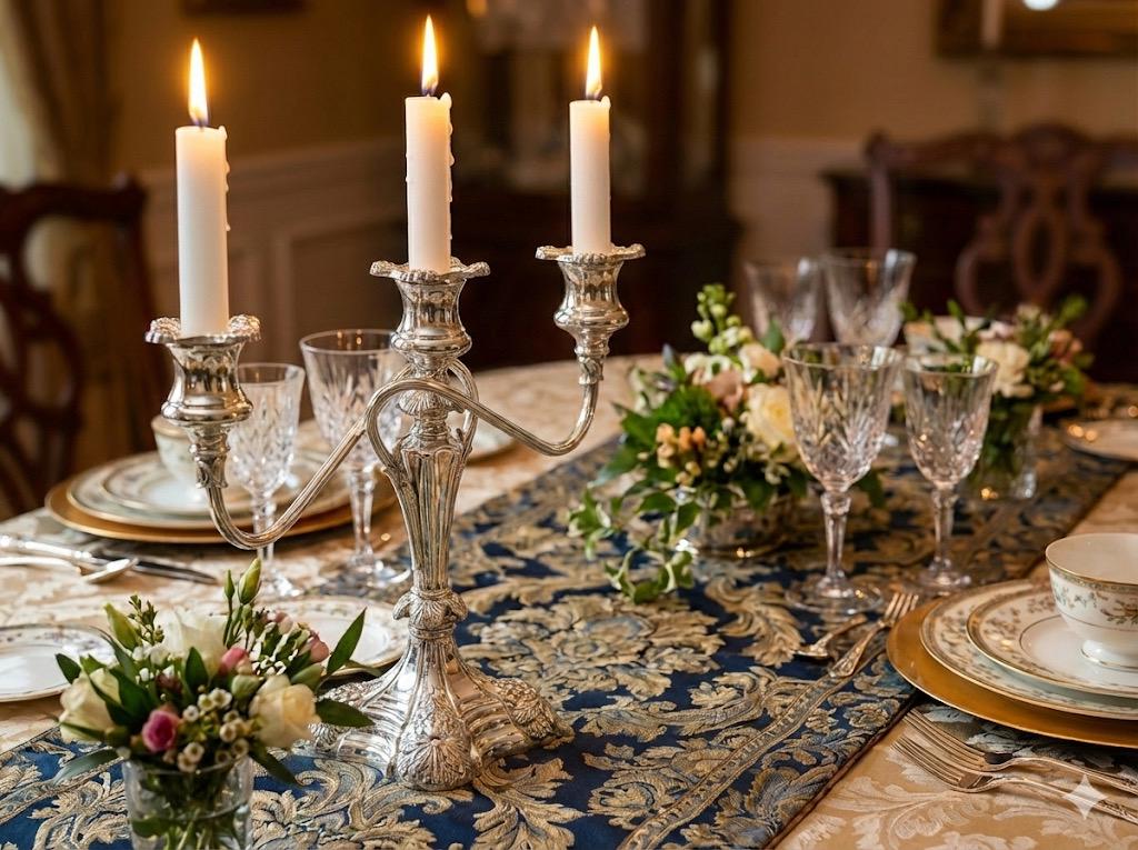 Vintage Ornate Silverplate Three-Light Candelabrum | Rococo Style Candle Holder | Elegant Table Centerpiece