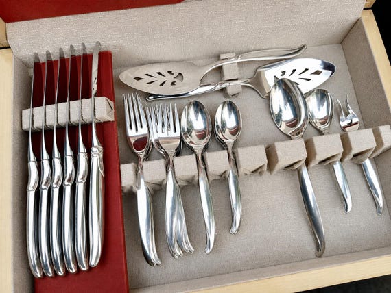 Vintage Flair — Silverplate, 1956 — 1847 Rogers Bro —  Silverware Set for 7-8 Persons (42 items)