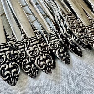 Vintage Northcraft Stainless Steel Flatware Set • Ornate Scroll Pattern, Japan image 4