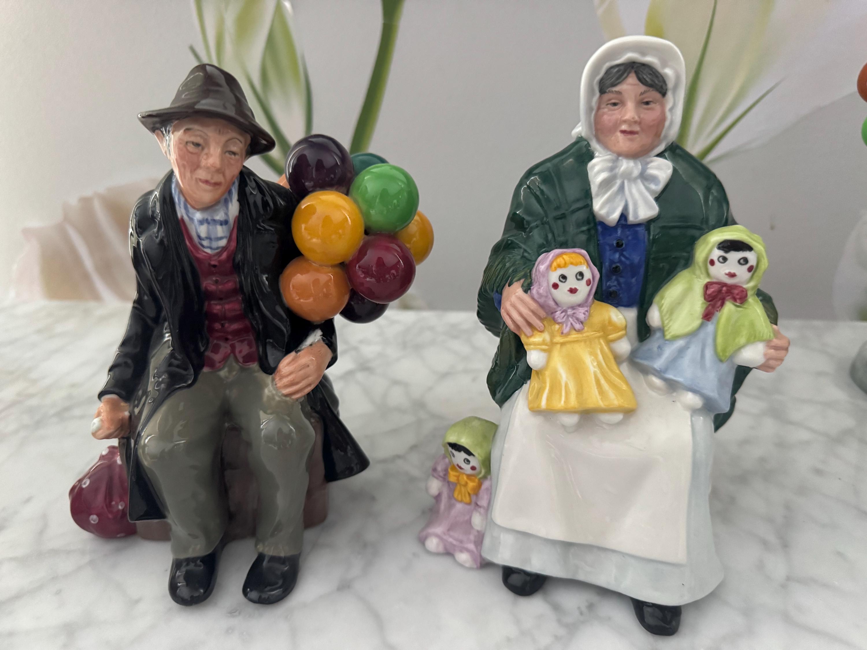 Royal Doulton Balloon Sellers Figurines, Hand-Painted English Porcelain, Vintage Collectible