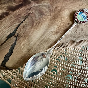 Vintage Sterling Silver Calgary Oil Wells Souvenir Spoon – Enamel Crest – Canada Collectible