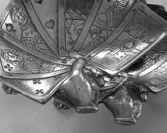 Rare Mid-Century European Sculptural Silver-Plated Playing Card Ashtrays — Pair — c.1950s