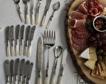 Vintage Mother of Pearl Handled Silverware Set – Sheffield England Serving Utensils