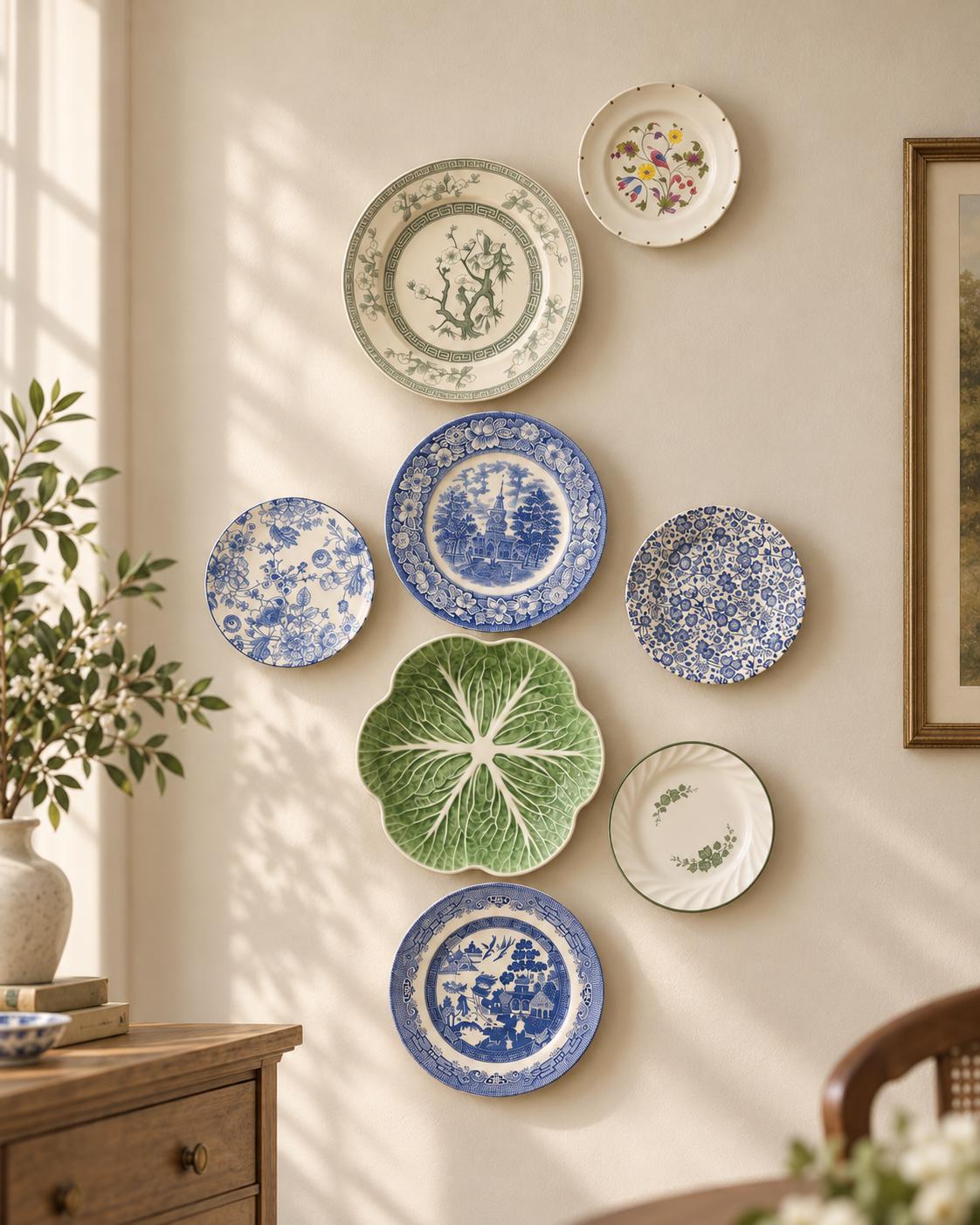 Vintage Blue & Green Plate Wall Gallery — Curated Collection