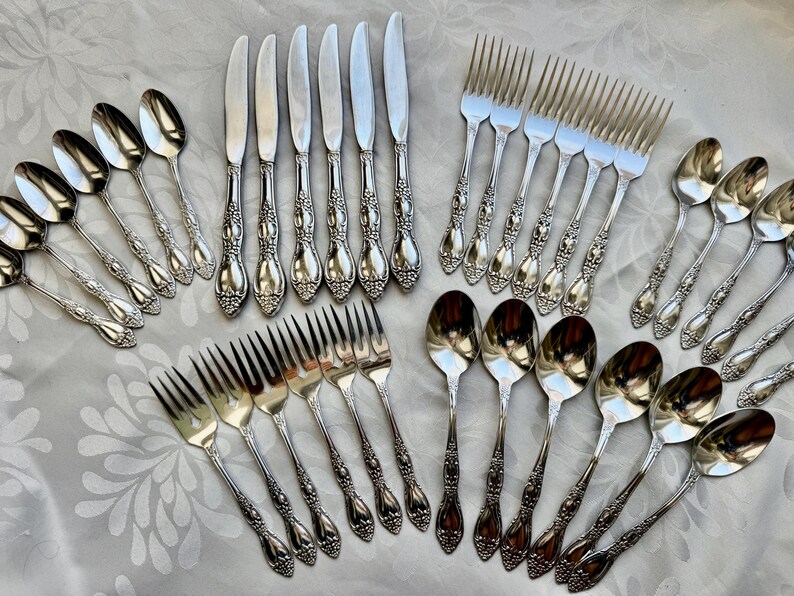 Vintage Oneida Huntington USA (Stainless 1977-1991) Flatware Set – Complete Set for 6 (36 items) Bild 11