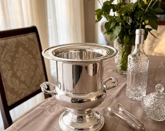 Balde de gelo para vinho vintage em prata – elegante balde de gelo para champanhe.
