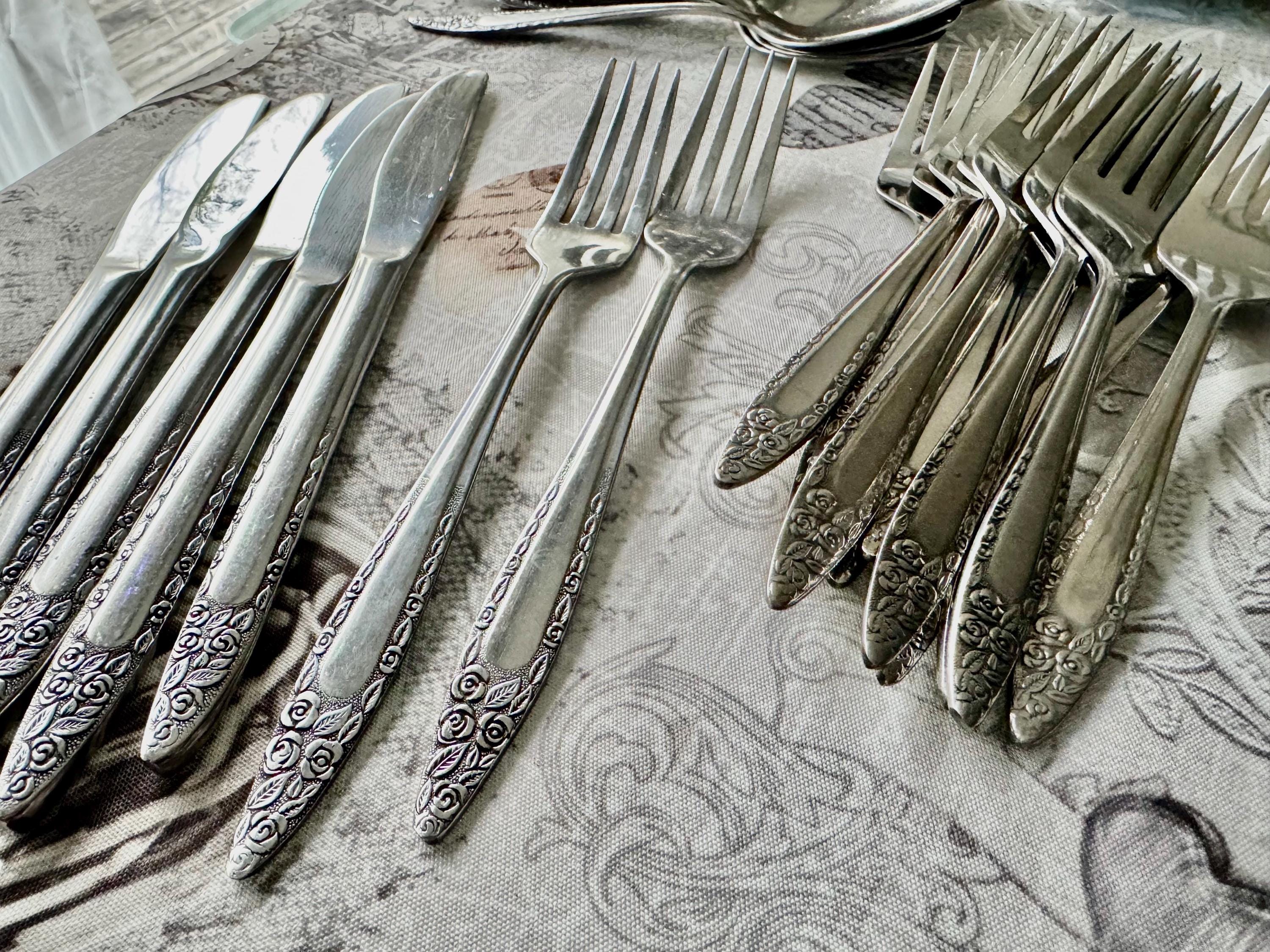 Vintage NASCO “Mariana / Jasmin” Stainless Flatware Collection – Floral Roses Pattern Korea