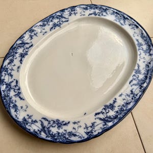 Puede incluir: Plato ovalado para servir con centro blanco y borde floral azul. El borde tiene un borde festoneado. El dise&ntilde;o floral azul es intrincado y detallado, agregando un toque de elegancia. Una pieza cl&aacute;sica para servir comida.